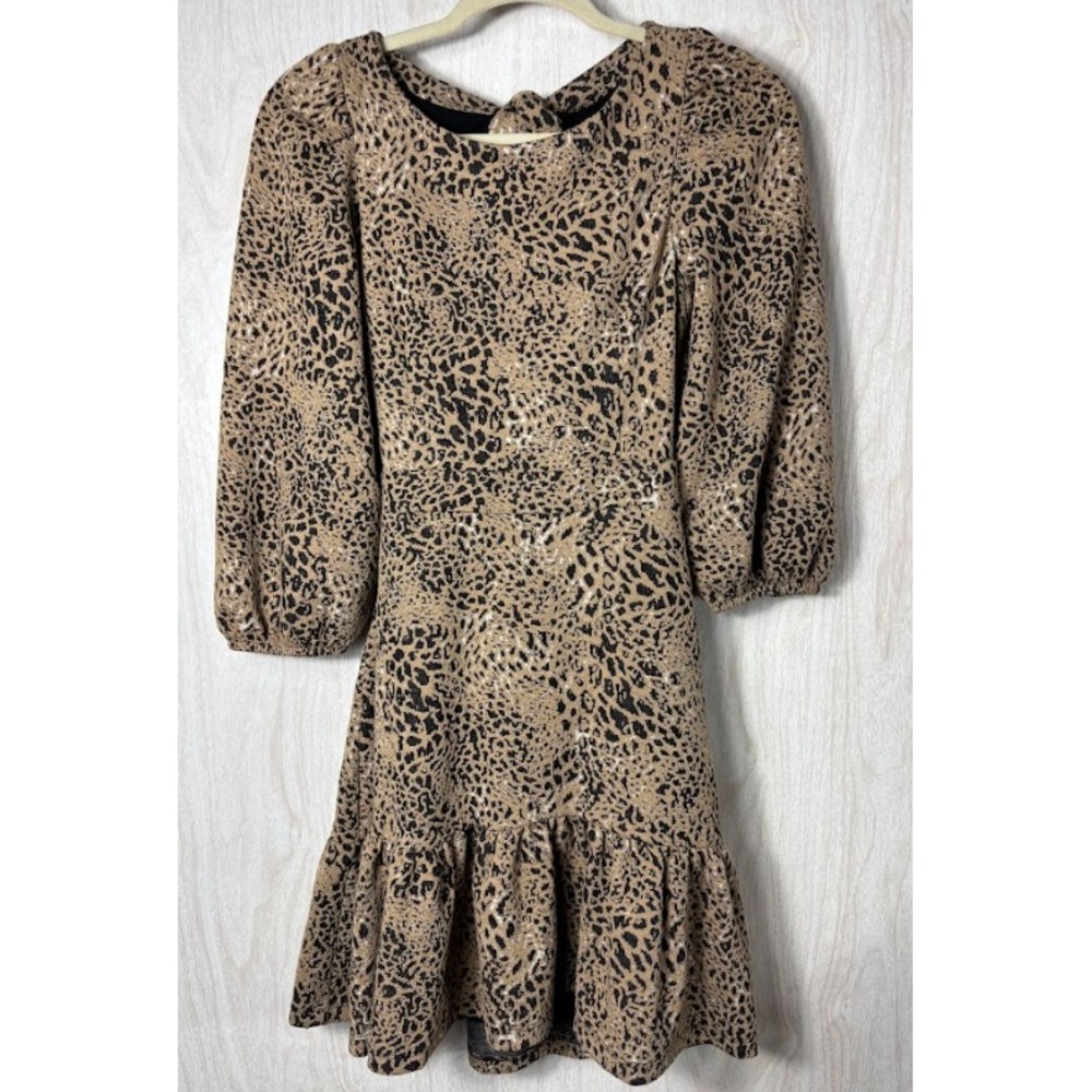 Anthro Maeve Beige Black Knit Cutout Mini‎ Dress 4 Boho Party Chic Modern Sleek - Picture 4 of 11